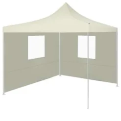 VidaXL Partytent Met 2 Zijwanden Inklapbaar 2x2 M Staal Crème