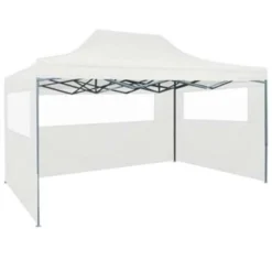 VidaXL Partytent Met 3 Zijwanden Inklapbaar 3x4 M Staal Wit