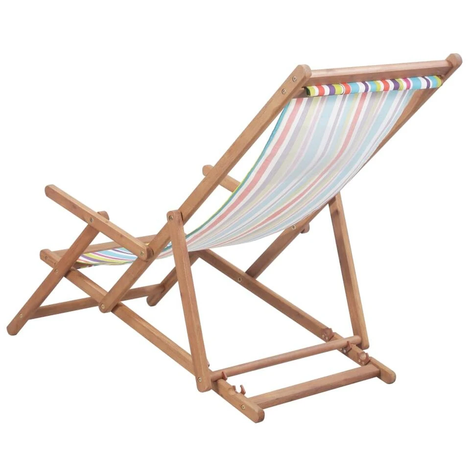 VidaXL Strandstoel Inklapbaar Stof En Houten Frame Meerkleurig 3 VidaXL Strandstoel Inklapbaar Stof En Houten Frame Meerkleurig - Afbeelding 3