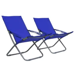 VidaXL Strandstoelen 2 St Inklapbaar Stof Blauw