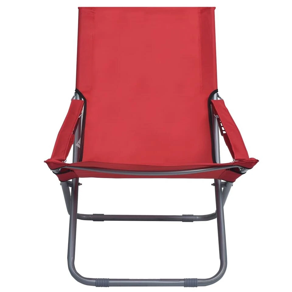 VidaXL Strandstoelen 2 St Inklapbaar Stof Rood 3 VidaXL Strandstoelen 2 St Inklapbaar Stof Rood - Afbeelding 3