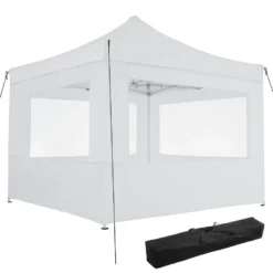 Tectake - Partytent 3x3 M. Opvouwbaar - 4 Wanden - Wit