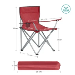ACAZA Set Van 2 Opvouwbare Campingstoelen - Rood 7 ACAZA Set Van 2 Opvouwbare Campingstoelen - Rood -Aanbiedingen Tuin Ruimte Winkel 1000085329 0103