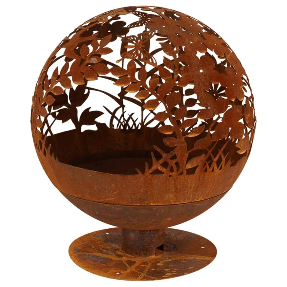 Esschert Design Vuurkorf Lasergesneden Bloemen Roestkleurig FF294 1 Esschert Design Vuurkorf Lasergesneden Bloemen Roestkleurig FF294